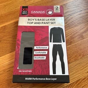 Canada Weather Gear Boys’ Base Layer Set XS (5–6) Black Layering Breathable NIB